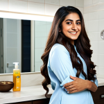 **

"A beautiful Pakistani woman with long, flowing, healthy hair, smiling confidently. She is in a modern bathroom setting with soft lighting. On the counter are bottles of 'OGX Argan Oil of Morocco Shampoo' and 'Shea Moisture Coconut & Hibiscus Conditioner', fully visible. She is wearing modest, traditional Pakistani clothing. safe for work, appropriate content, fully clothed, professional, perfect anatomy, natural pose, high quality, alcohol-free hair care, family-friendly."

**